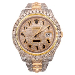 Rolex Mens Datejust 41 18K Yellow Gold & Steel Watch ICED 20ct Arabic Ref 126303