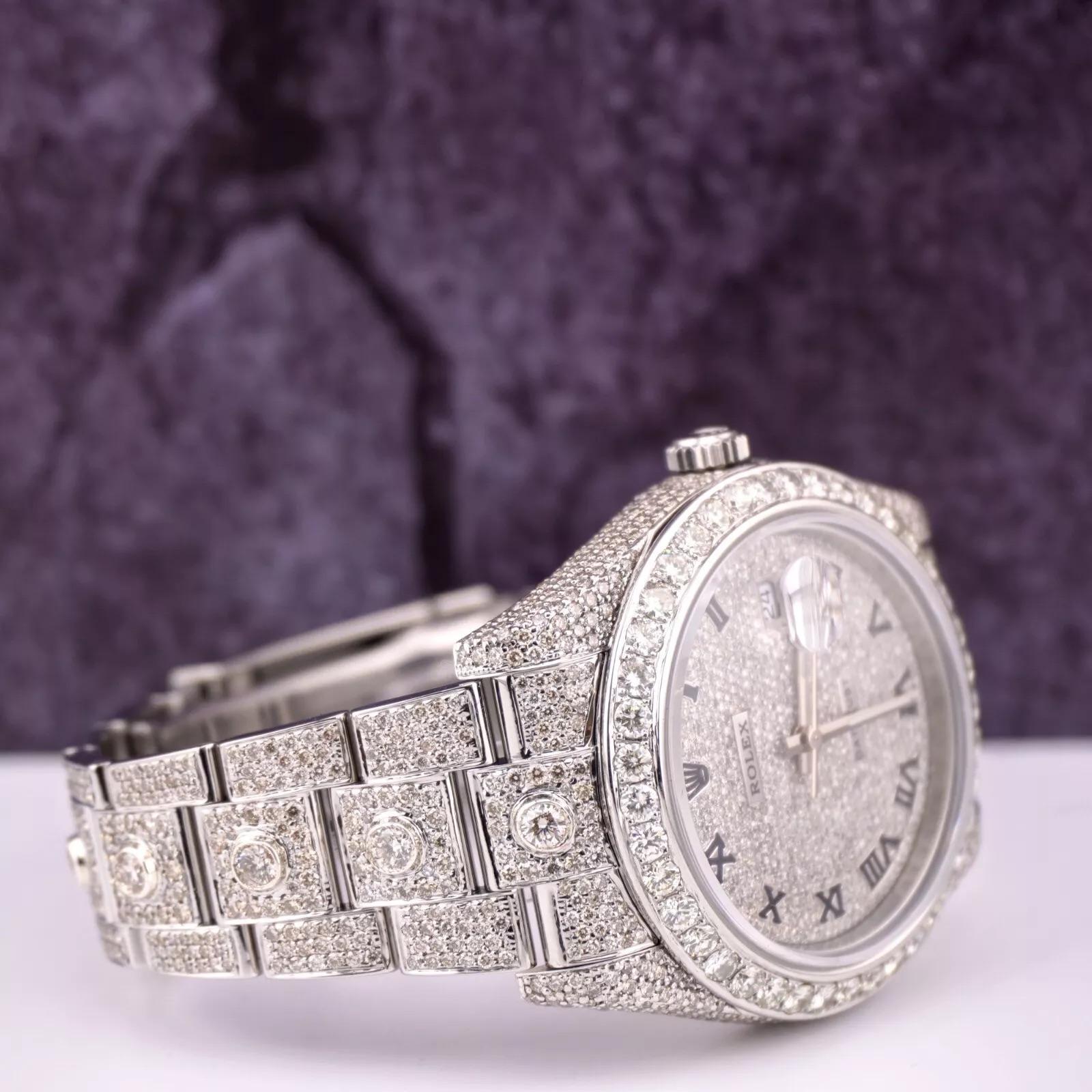 Rolex Montre Datejust 41 en acier inoxydable avec cadran romain en argent 18 carats ICED 116300 Excellent état - En vente à Pleasanton, CA