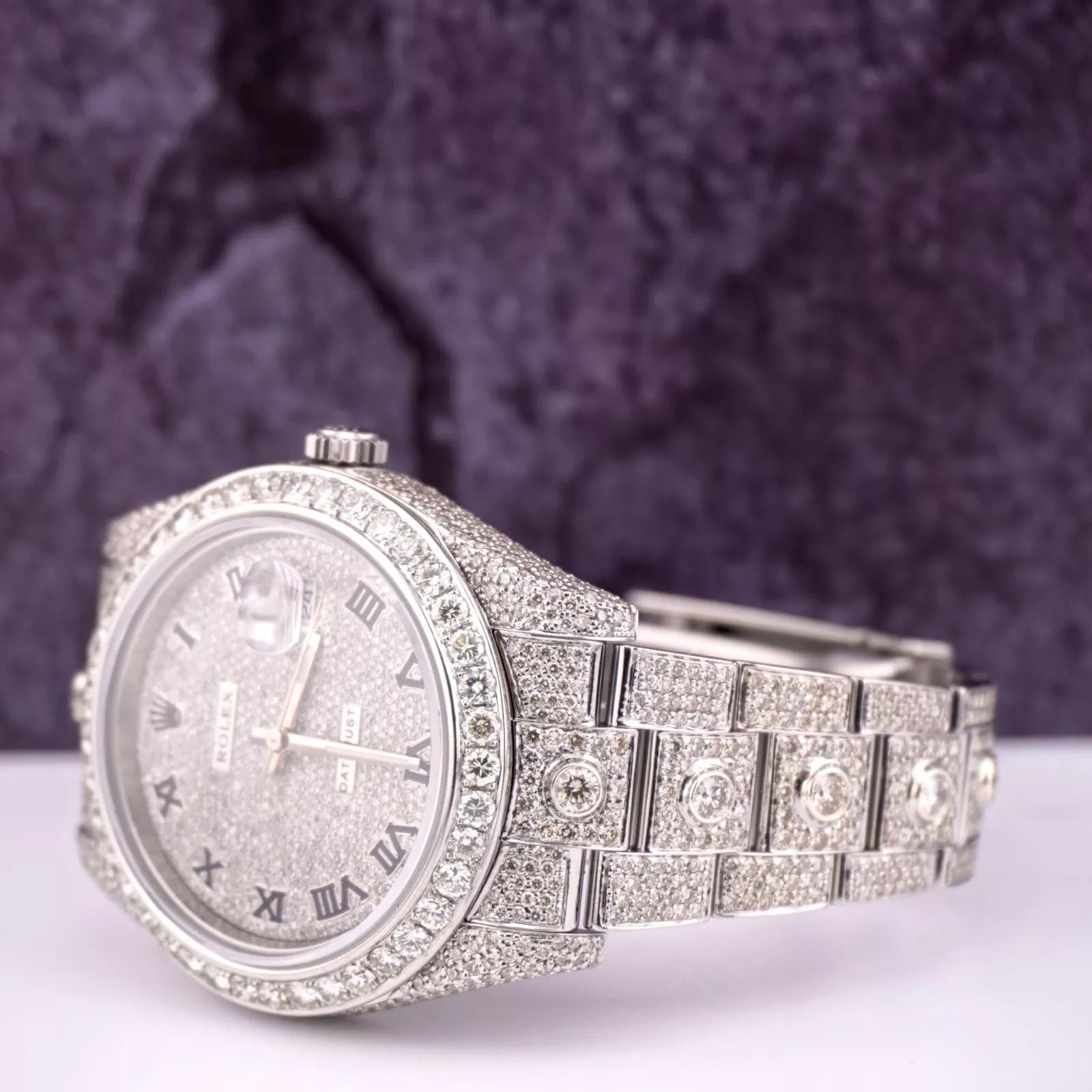 Rolex Montre Datejust 41 en acier inoxydable avec cadran romain en argent 18 carats ICED 116300 Unisexe en vente