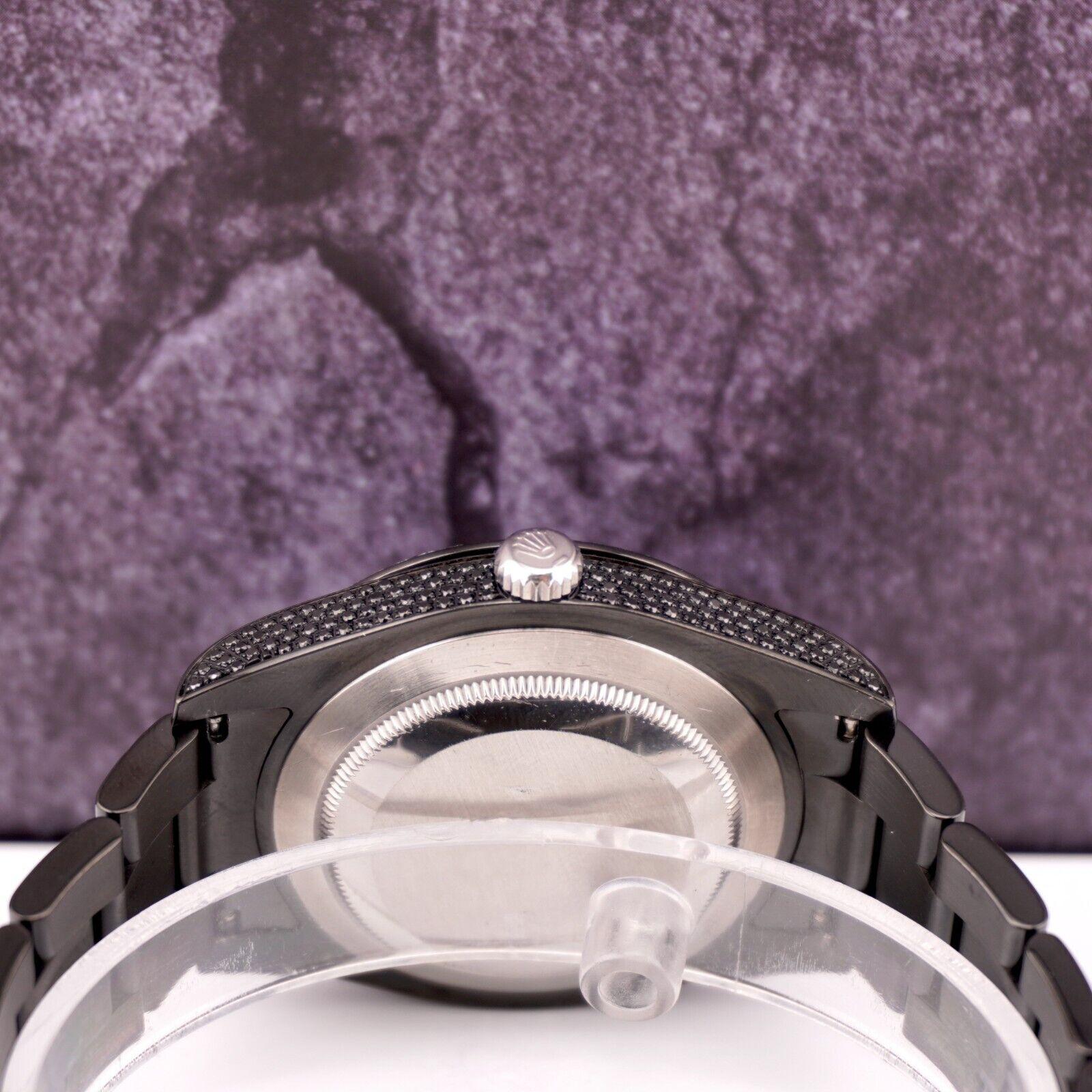 Rolex Homme Datejust 41mm Black Iced Out 10ct Diamonds Oyster Steel Watch 116300 Unisexe en vente