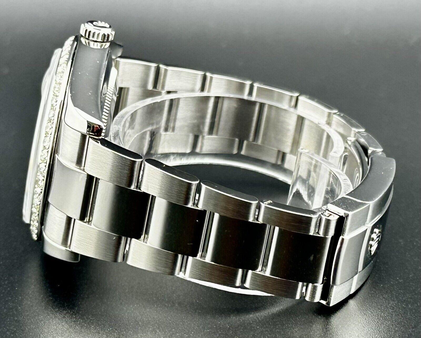 Rolex Herren Datejust 41mm Oyster Stahluhr ICED 2,0ct Diamant Schwarzes Zifferblatt 116300 für Damen oder Herren im Angebot