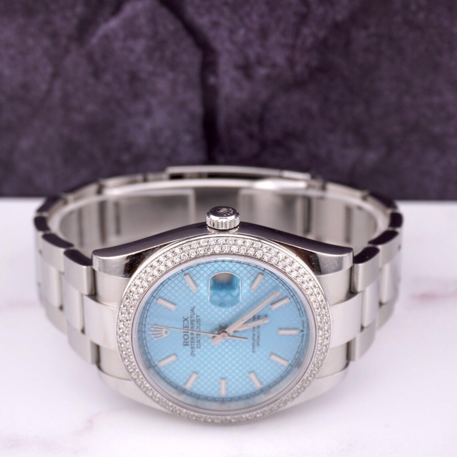 Rolex Men's Datejust 41mm Oyster Steel Watch ICED 2.50ct Diamond ICE Blue Dial For Sale 1