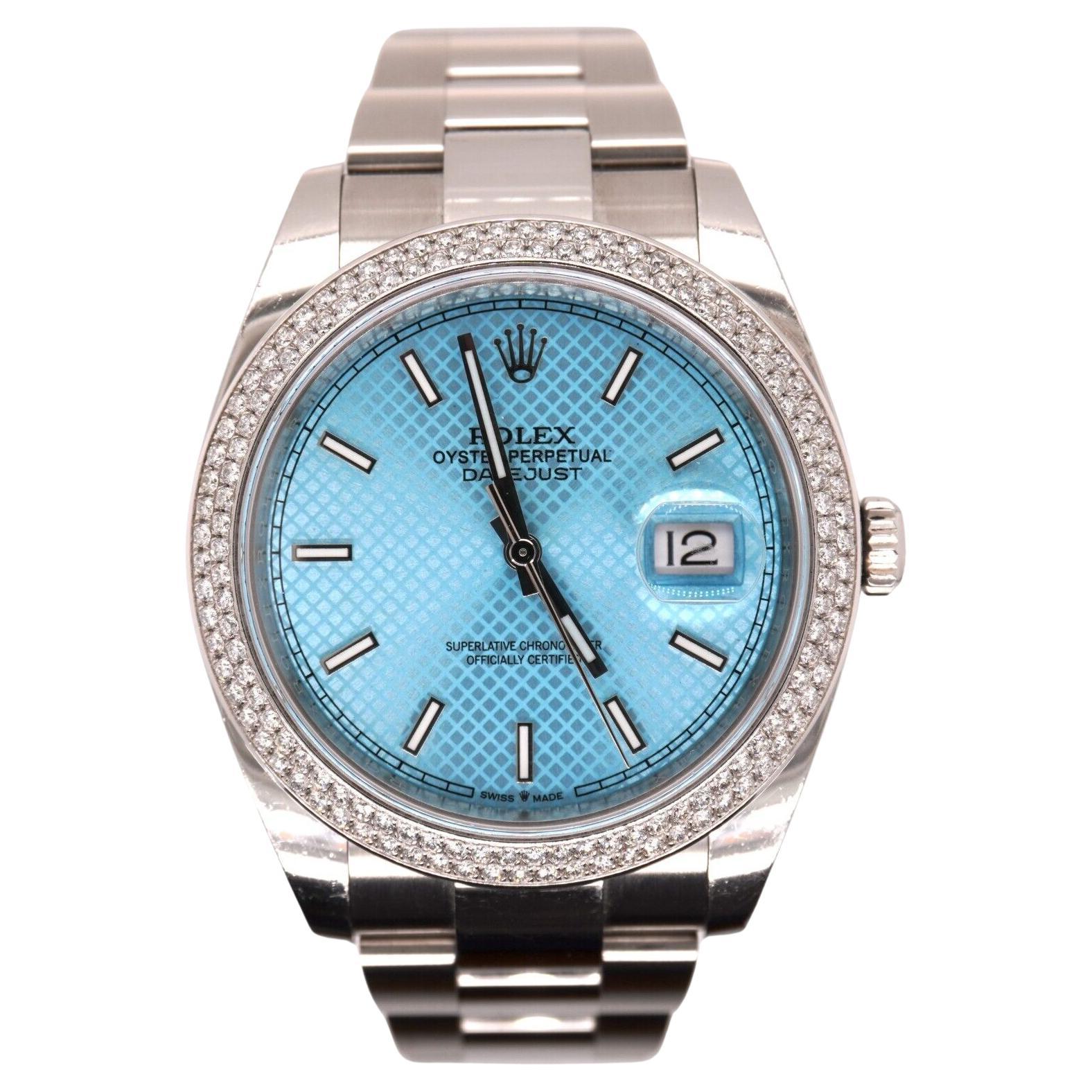 Rolex Men's Datejust 41mm Oyster Steel Watch ICED 2.50ct Diamond ICE Blue Dial