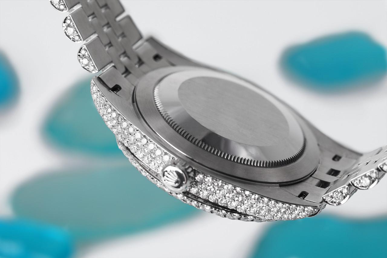 Rolex Herren Datejust Edelstahl benutzerdefinierte vollständig Iced Out Uhr (Rundschliff) im Angebot