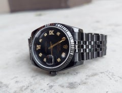 Rolex Mens Datejust Black PVD 116234 Diamond Roman