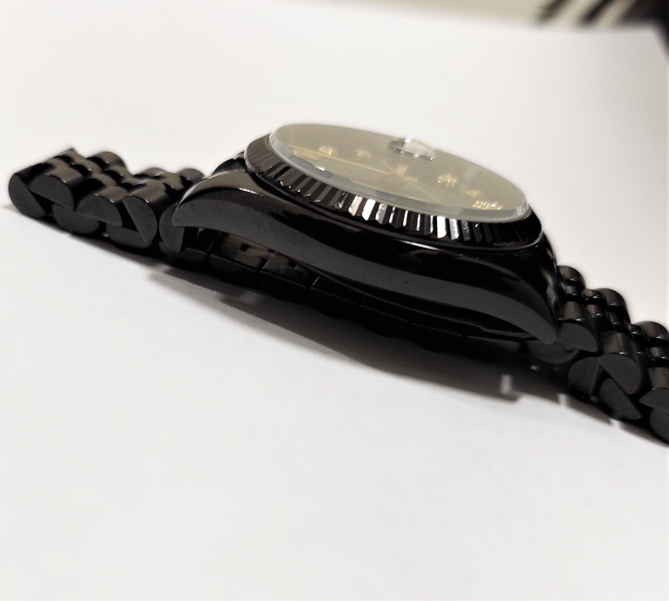 Rolex Montre datejust noire avec diamants romains de 36 mm PVD 116234 Unisexe en vente