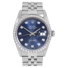 Rolex Herren Datejust Blau Diamant Zifferblatt Diamant Lünette Jubiläum Uhr