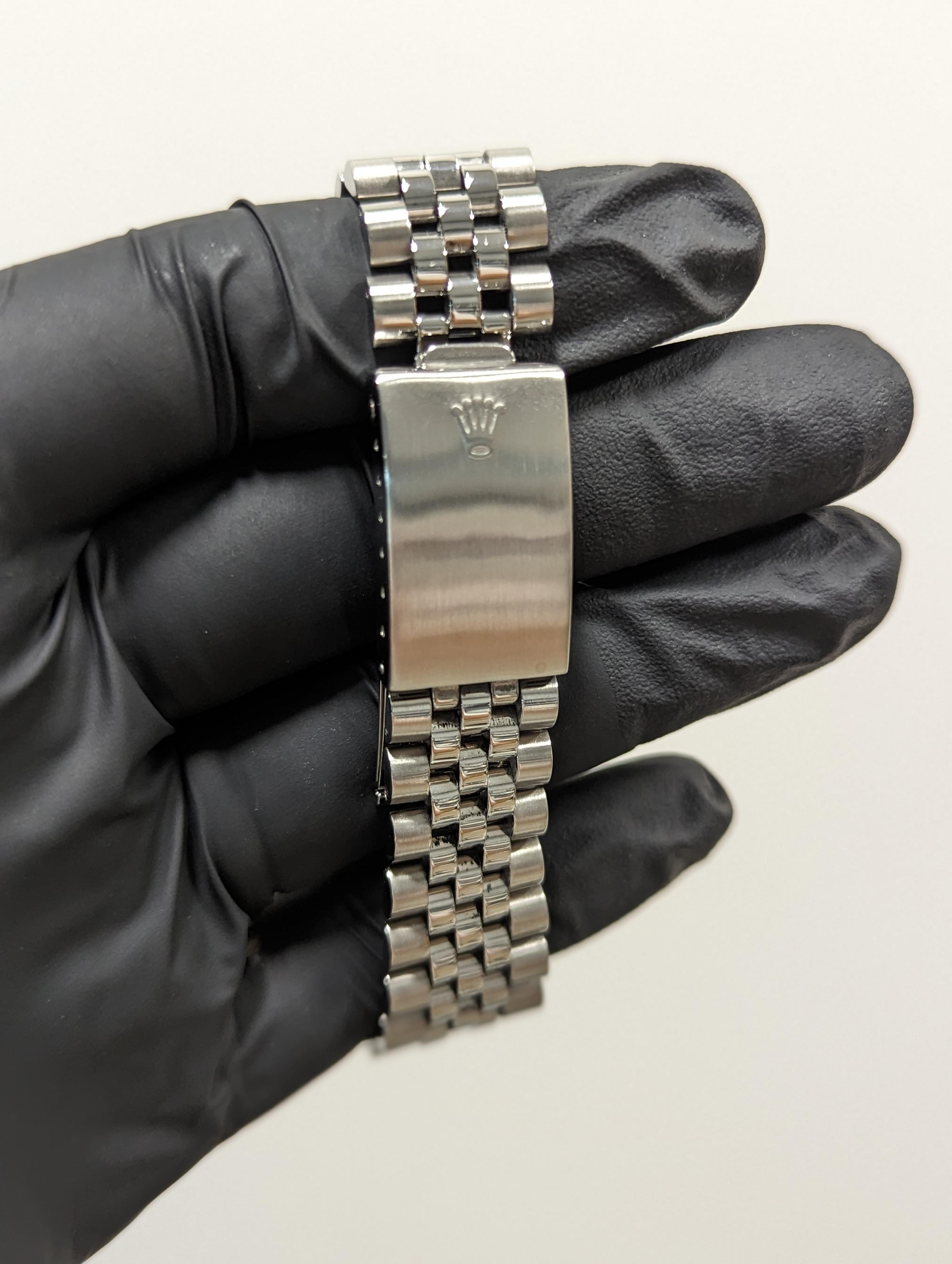 Rolex Mens Datejust Blue String Diamond Dial Fluted Bezel Jubilee Watch en vente 4