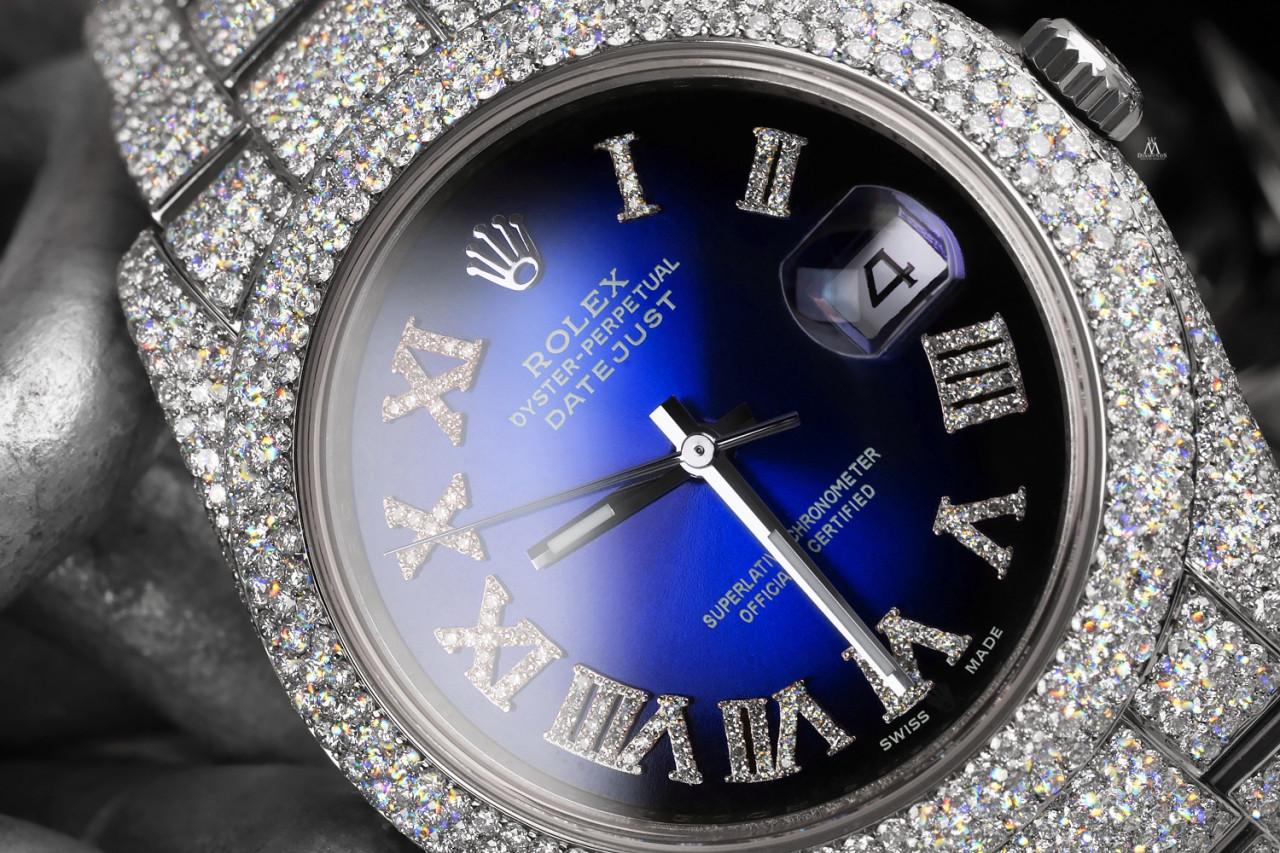 Rolex Montre Datejust II en acier inoxydable bleu avec diamants romains, pour hommes, 41 mm 116300 Neuf - En vente à New York, NY