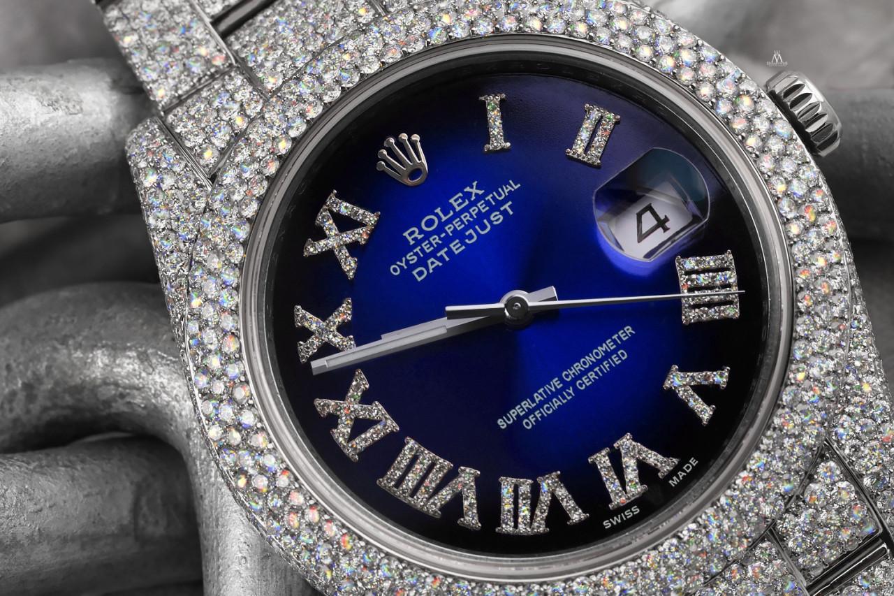 Rolex Montre Datejust II en acier inoxydable bleu avec diamants romains, pour hommes, 41 mm 116300 en vente 2