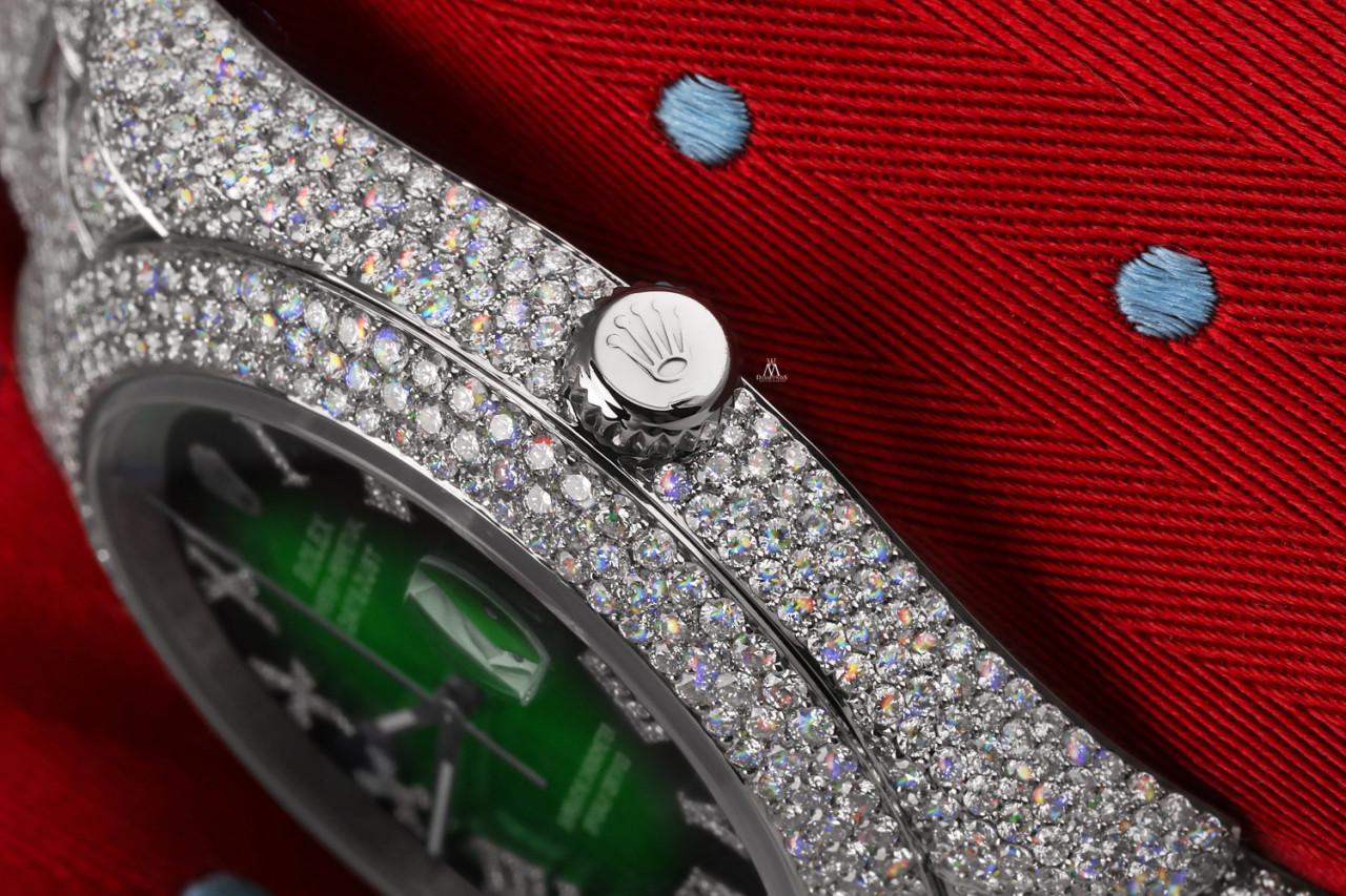 Rolex Montre Datejust II 116300 en acier inoxydable avec Vignette romaine verte et diamants Neuf - En vente à New York, NY