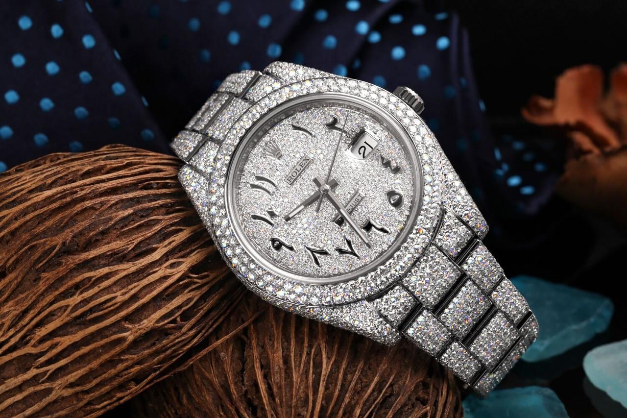 Rolex Montre Datejust II avec cadran en acier inoxydable pavé de diamants, pour hommes, 41 mm 116300 Pour hommes en vente