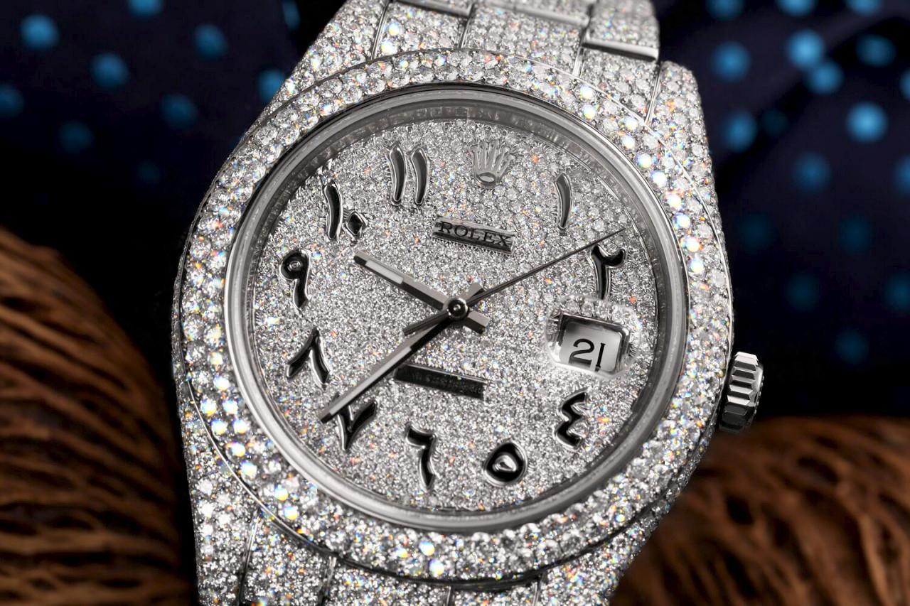 Rolex Montre Datejust II avec cadran en acier inoxydable pavé de diamants, pour hommes, 41 mm 116300 en vente 2