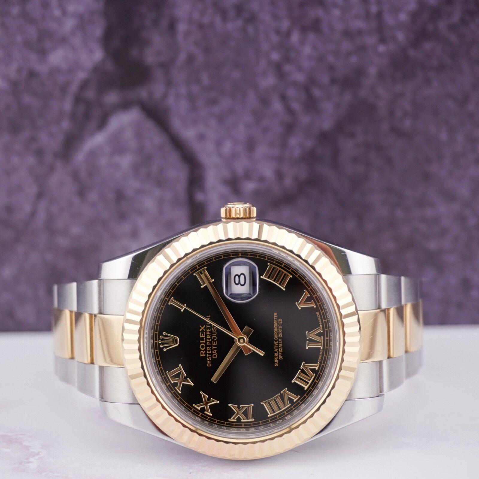 Rolex Datejust II 41mm Watch

Pre-owned w/ Original Box & Card
100% Authentic Authenticity Card
Condition - (Great Condition) - See Pics
Watch Reference - 116333
Model - Datejust ll
Dial Color - Black
Material - 18k Yellow Gold/Stainless Steel
Watch