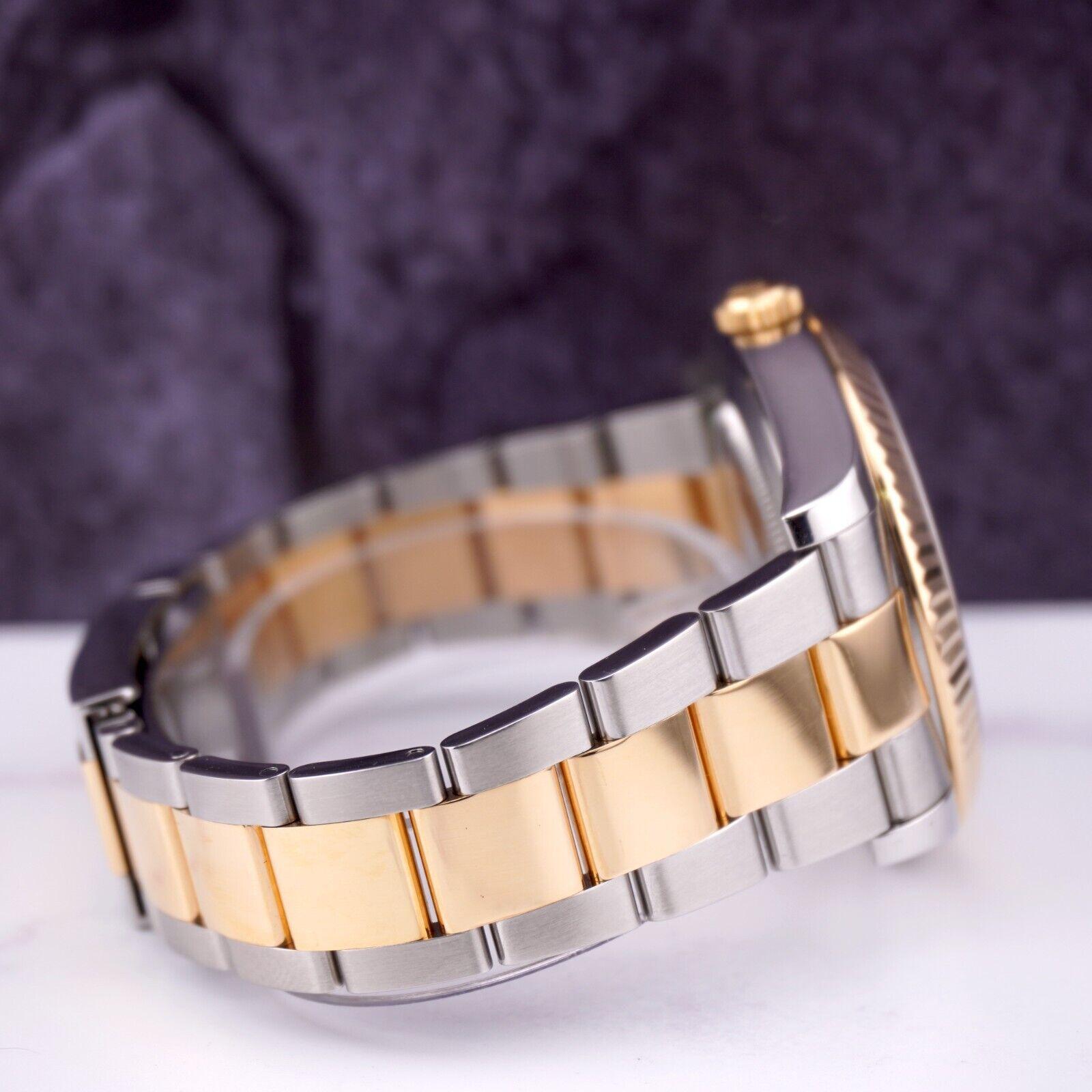 Modern Rolex Men's Datejust II 41mm 18k Gold&Steel Oyster Black Roman Dial Watch 116333 For Sale