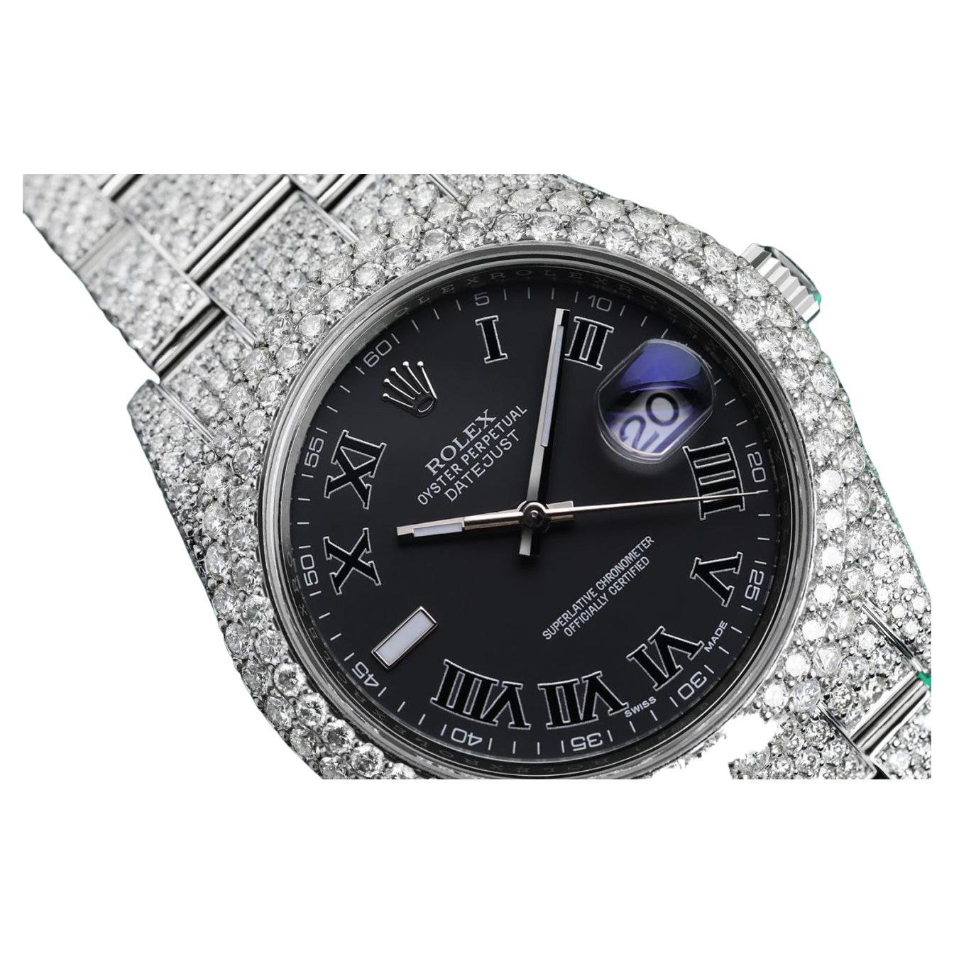 Rolex Mens Datejust II 41mm acier inoxydable cadran noir romain Factory complet personnalisé en vente