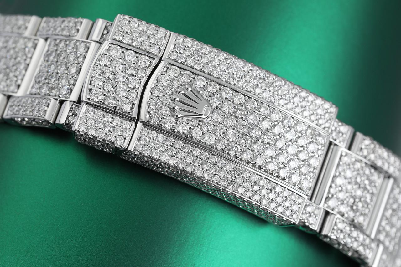 Rolex Mens Datejust II Acier inoxydable Cadran Romain Diamant Vert Full Custom Pour hommes en vente