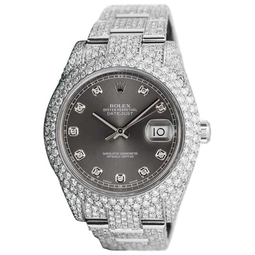 Rolex Datejust II Uomo 41 mm in acciaio inossidabile con quadrante in rodio e diamanti