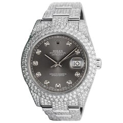 Rolex Mens Datejust II 41mm Stainless Steel Rhodium Diamond Dial