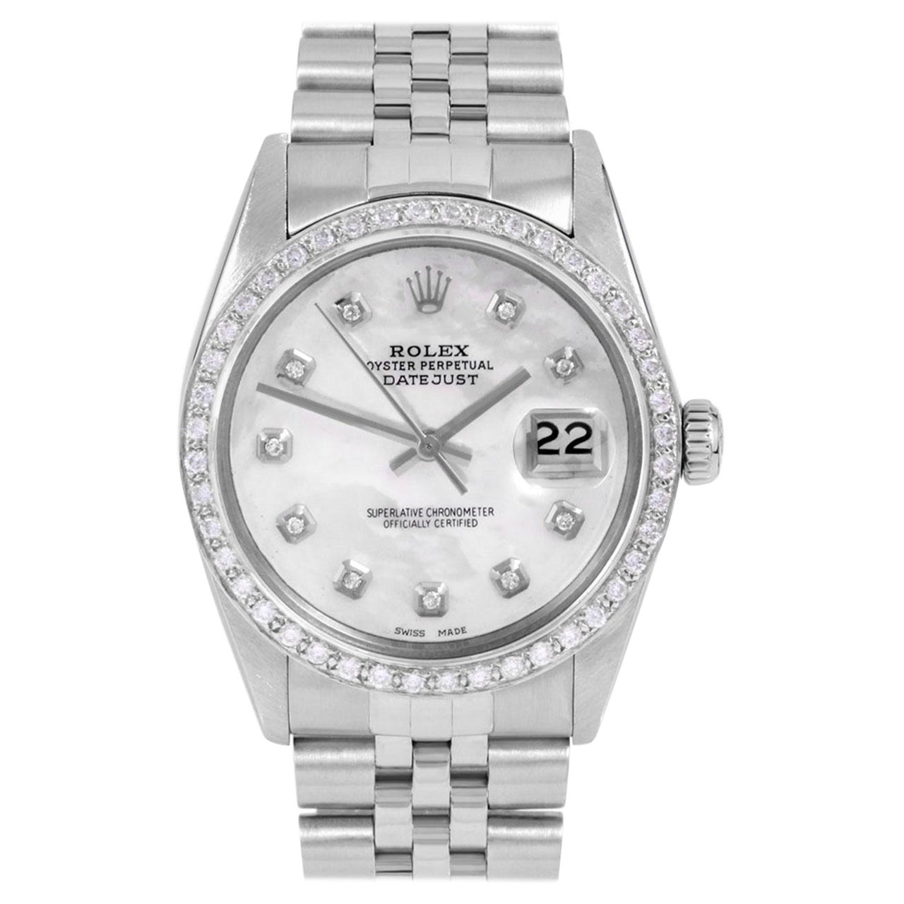 Rolex Uomo Datejust MOP Quadrante di diamanti Lunetta di diamanti Orologio con cinturino Jubilee