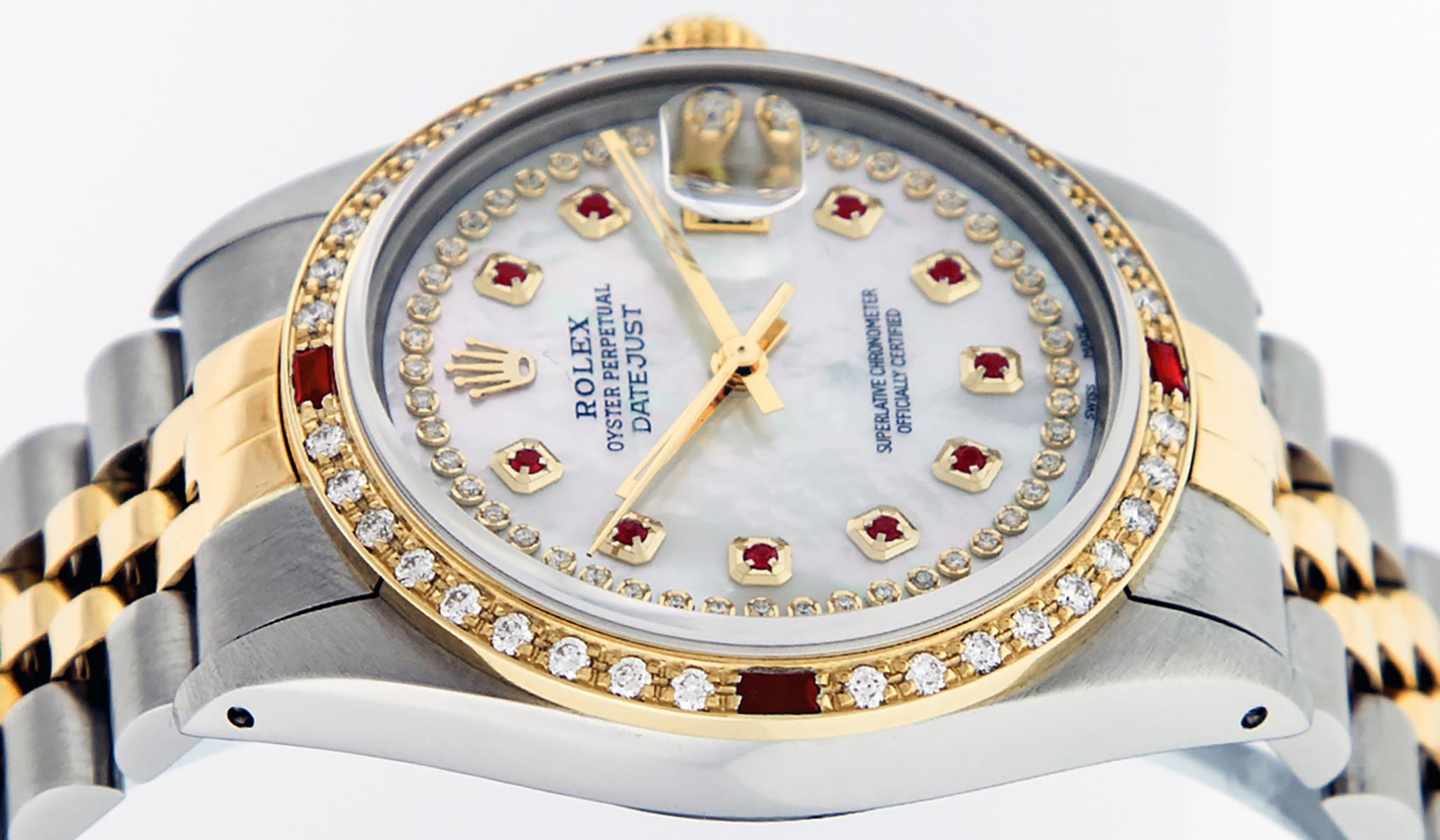 Rolex Men's Datejust S/S and 18 Karat Gold MOP String Diamond or Ruby Dial 1