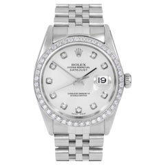 Rolex Montre Datejust pour homme avec cadran en argent et lunette en diamants et cadran Jubilee