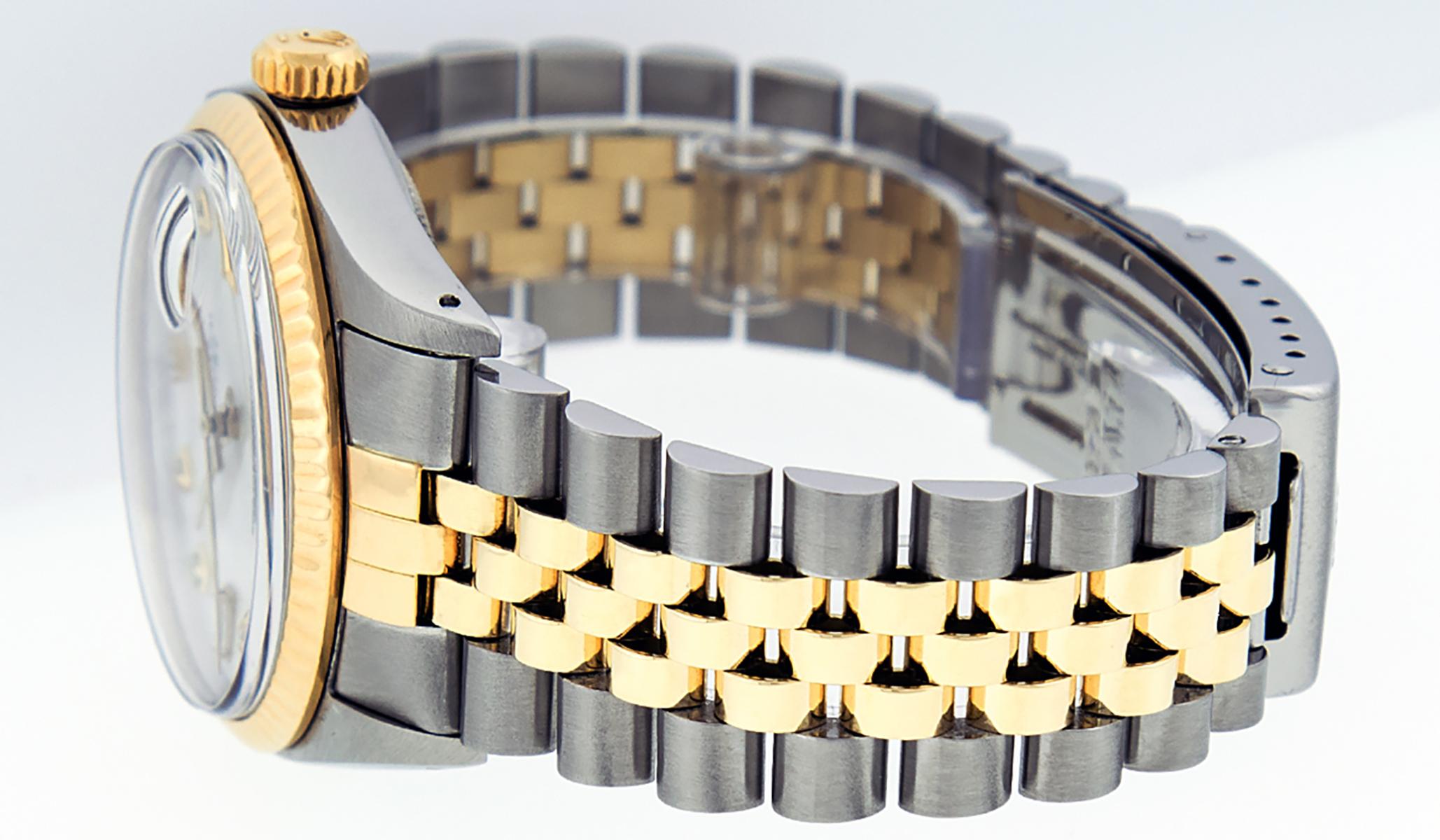 Round Cut Rolex Men's Datejust SS / Yellow Gold MOP Diamond Watch For Sale