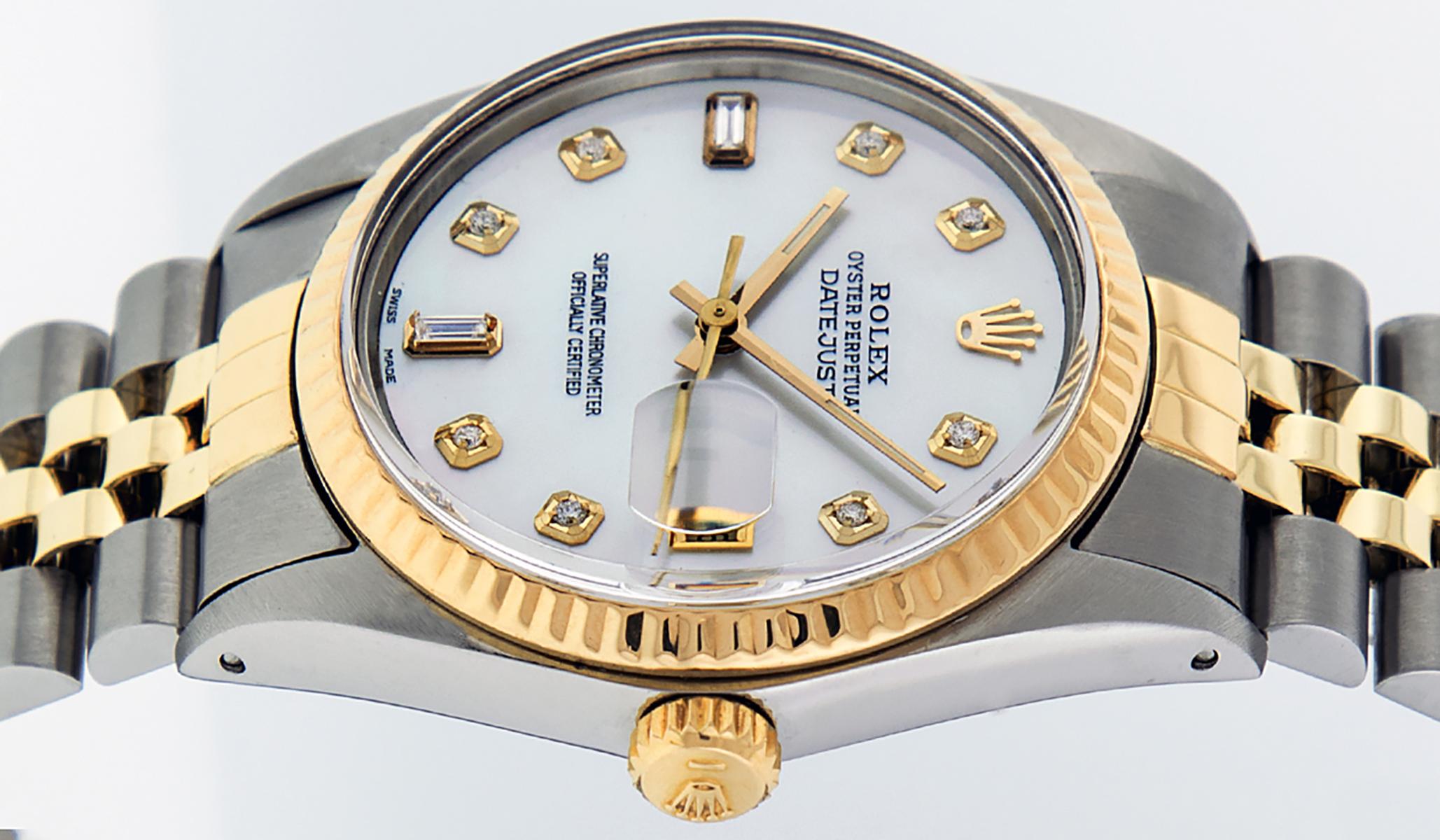 Rolex Men's Datejust SS / Yellow Gold MOP Diamond Watch For Sale 1