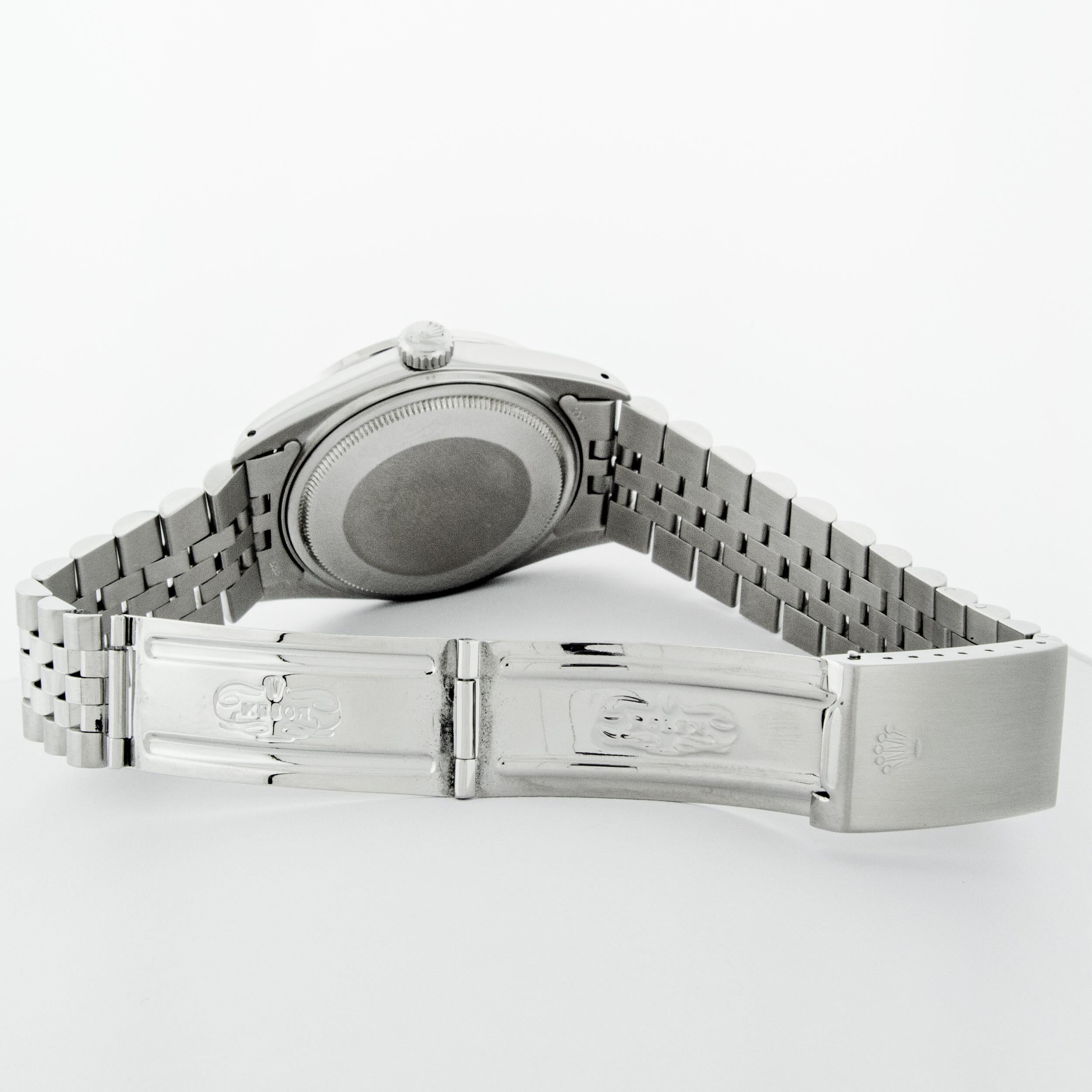 Rolex Men's Datejust SS & 18K White Gold Blue Vignette Diamond & Sapphire Watch For Sale 4