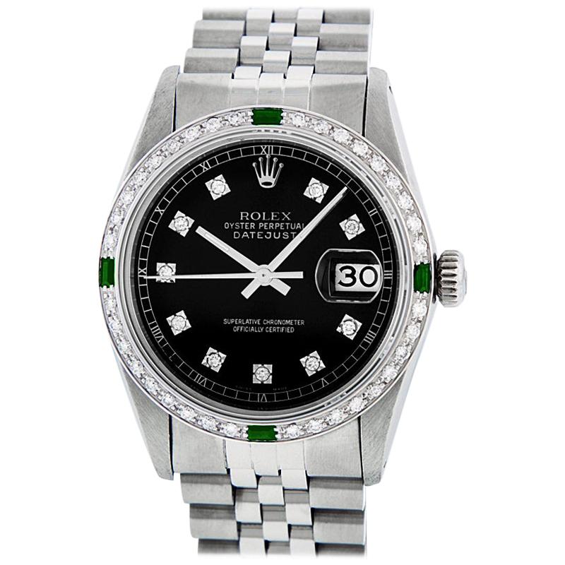 18K White Gold Black Diamond Watch 