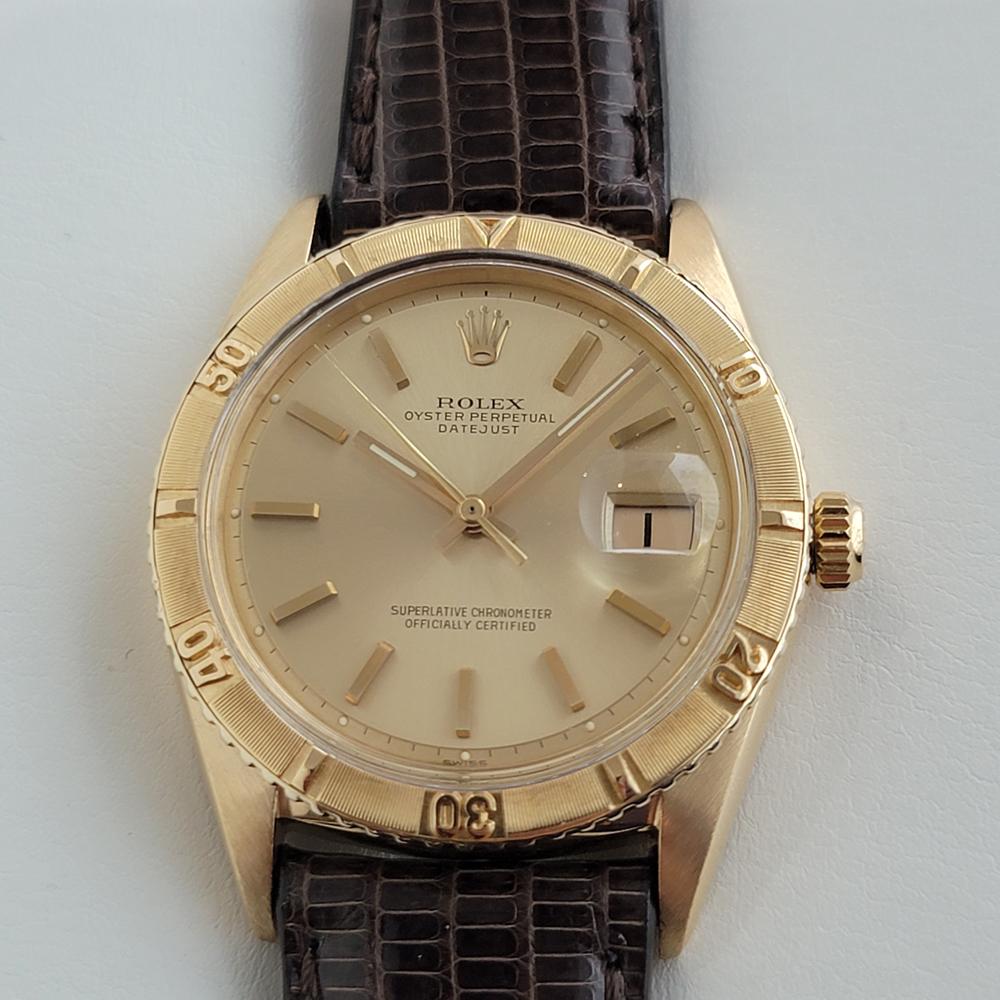 Sporty luxury, Men's rare solid 18k gold Rolex Oyster Perpetual Datejust Ref 1625 Turn-O-Graph, the 
