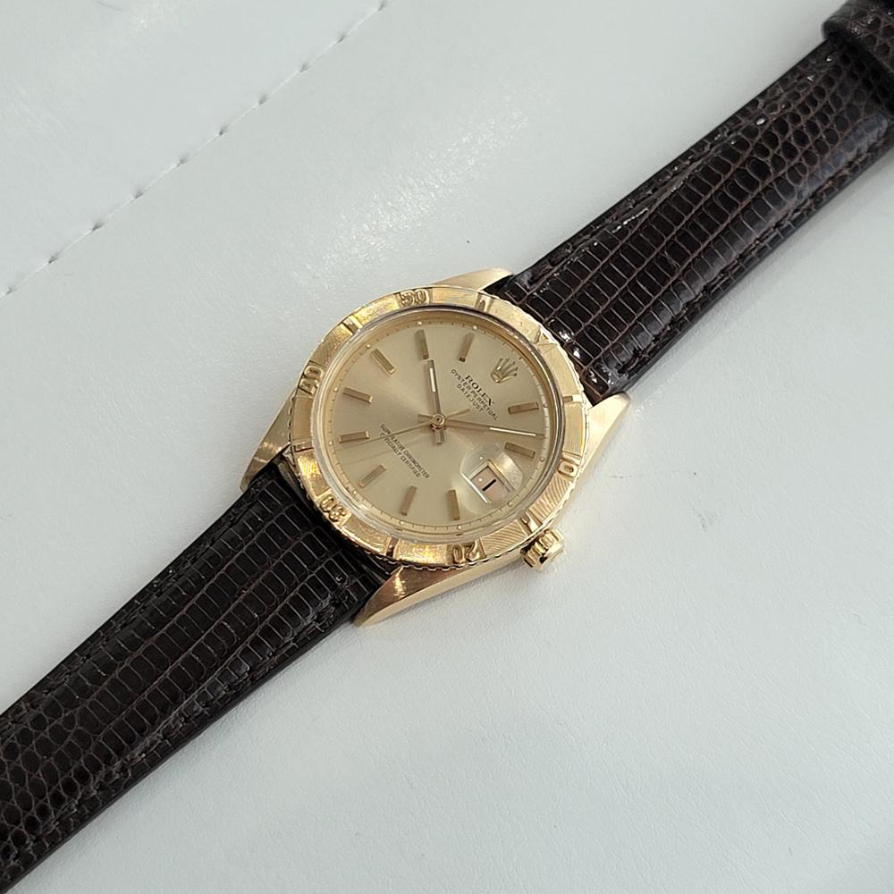 Rolex Mens Datejust Thunderbird 1625 18k Solid Gold Automatic 1960s Swiss RA324B In Excellent Condition In Beverly Hills, CA