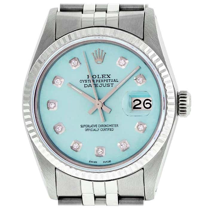Rolex Men's Datejust Watch S/S and White Gold Ice Blue Diamond Dial ...