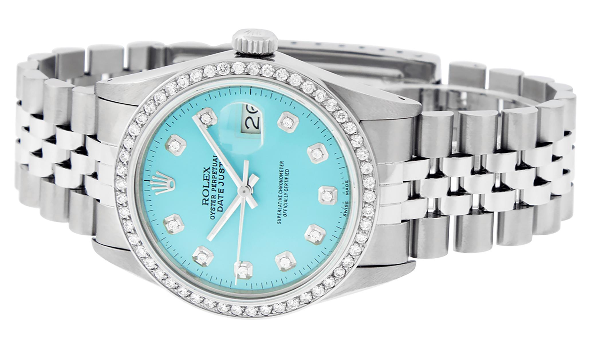 Rolex Men's Datejust Watch Stainless Steel Blue Diamond Dial 3