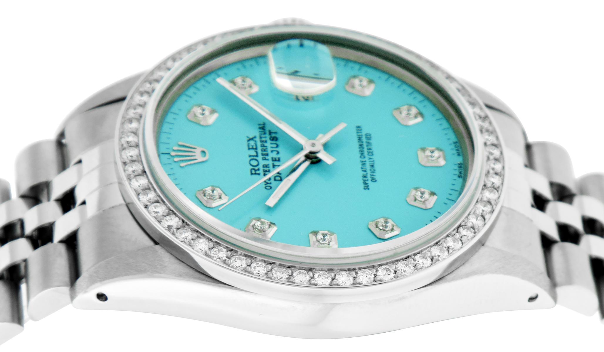 Rolex Men's Datejust Watch Stainless Steel Blue Diamond Dial 4