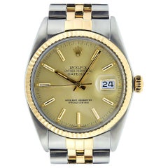 Rolex Men's Datejust Watch Steel and 18K Yellow Gold Champagne Dial 16013