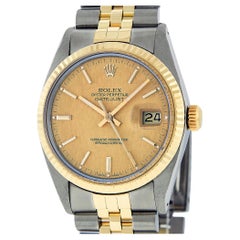 Rolex Men's Datejust Watch Steel and Yellow Gold Champagne Linen Dial 16013