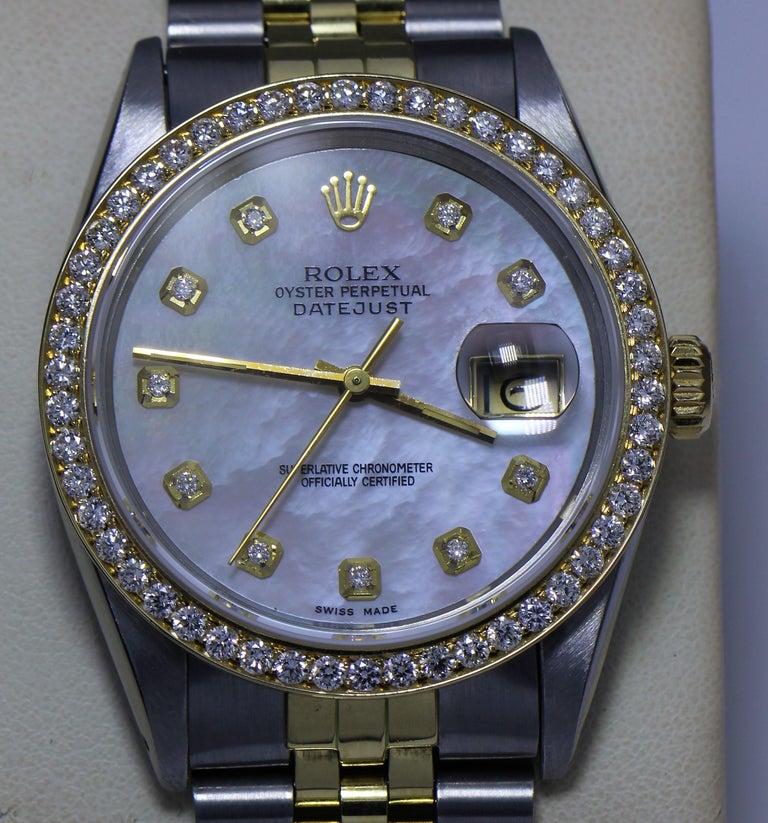 Rolex Men s Diamond Studded Oyster Perpetual Datejust Watch At 1stdibs