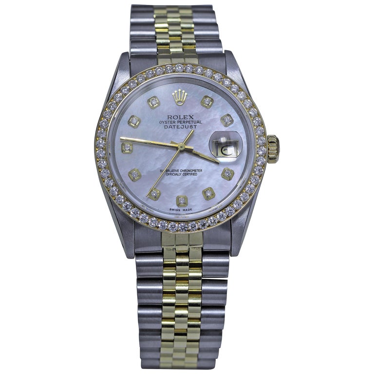Rolex Men s Diamond Studded Oyster Perpetual Datejust Watch At 1stdibs