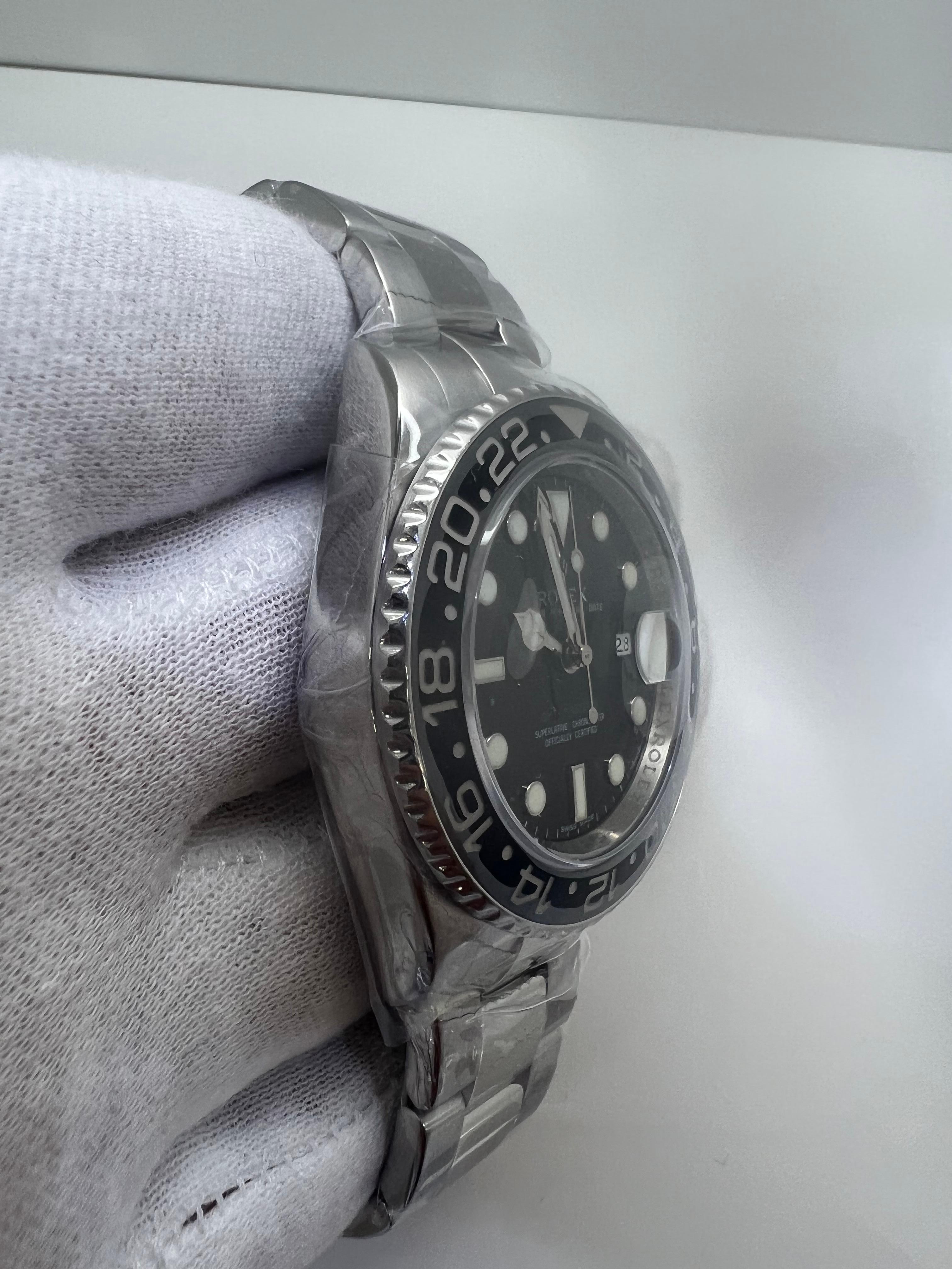 Rolex Herren GMT Master II 116710LN Edelstahl-Uhr mit schwarzem Zifferblatt aus Keramik im Zustand „Hervorragend“ im Angebot in New York, NY