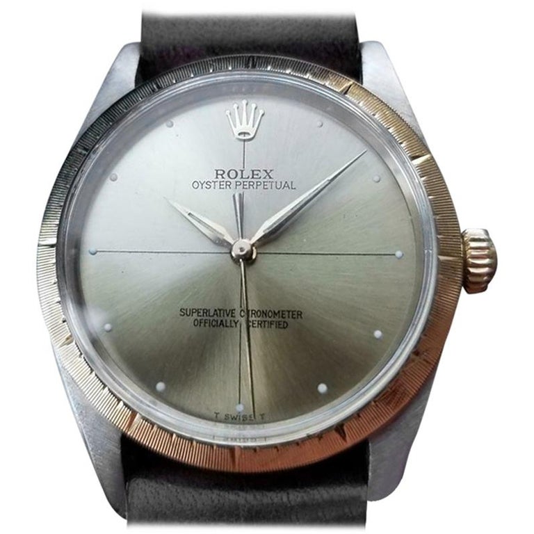 Rolex Mens Oyster Perpetual 1008 "Zephyr" 18K and SS Automatic, c.1966 Swiss LV742 For Sale at