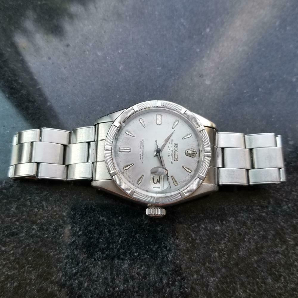 Rolex Men's Oyster Perpetual Date 1501 Automatic c.1960 Swiss All Original LV982 In Excellent Condition In Beverly Hills, CA