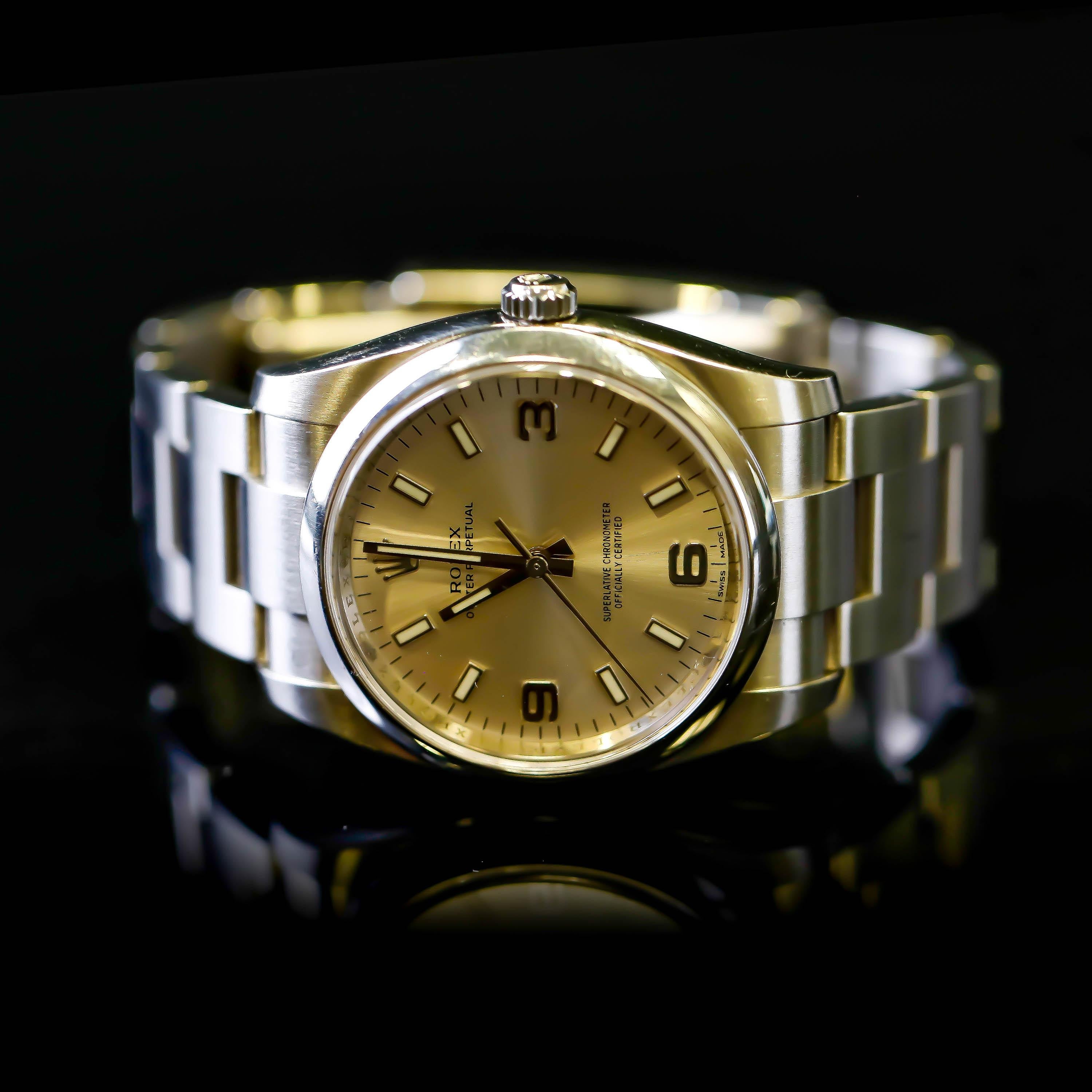 Reloj Rolex Oyster Perpetual de acero inoxidable automático para hombre, esfera gris pizarra en venta 6