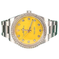 Rolex Men's Oyster Perpetual YELLOW 39mm ICED 2ct Genuine Diamonds Ref: 114300