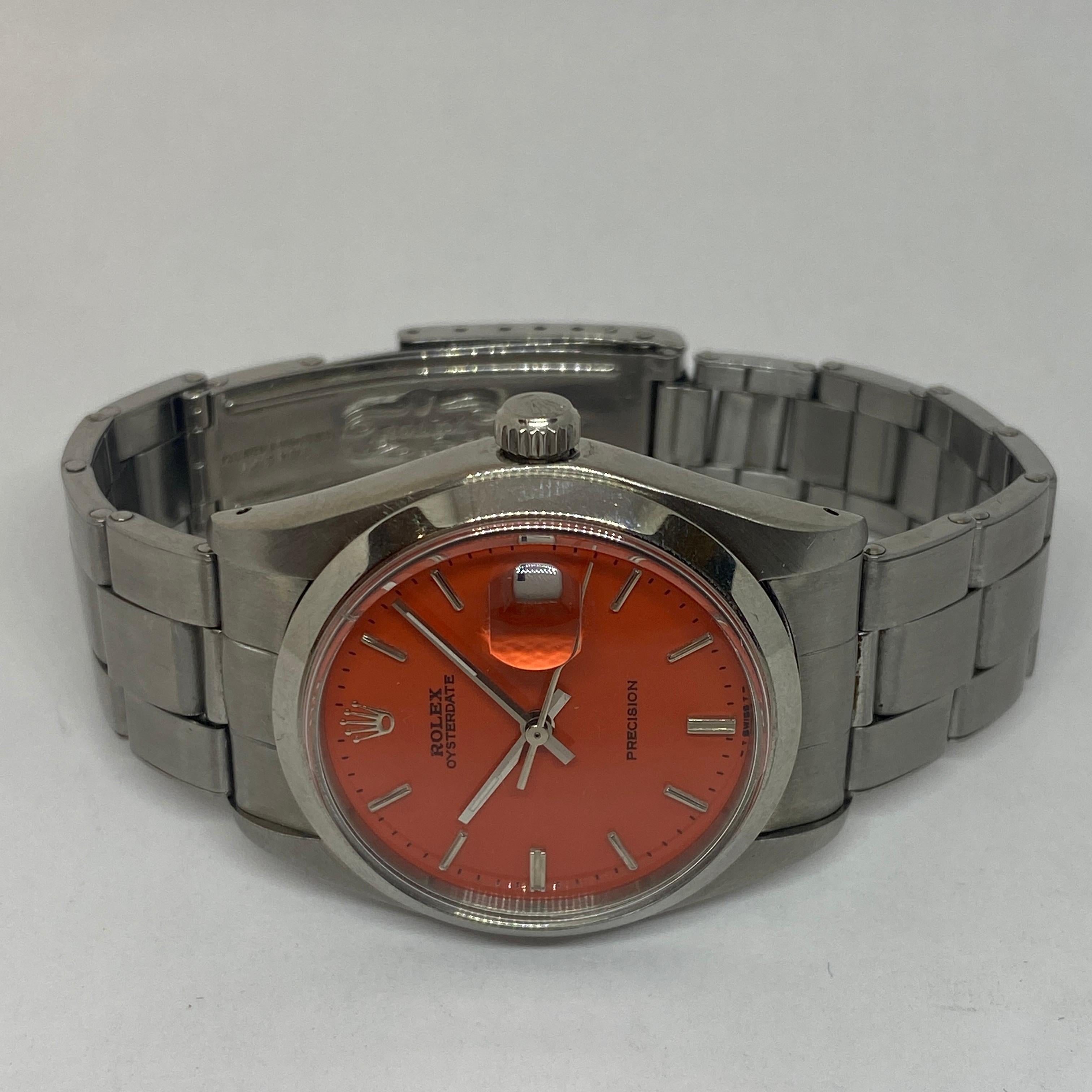 Rolex Men's Oysterdate Precision Orange Watch 6694 In Good Condition In Carmel-by-the-Sea, CA