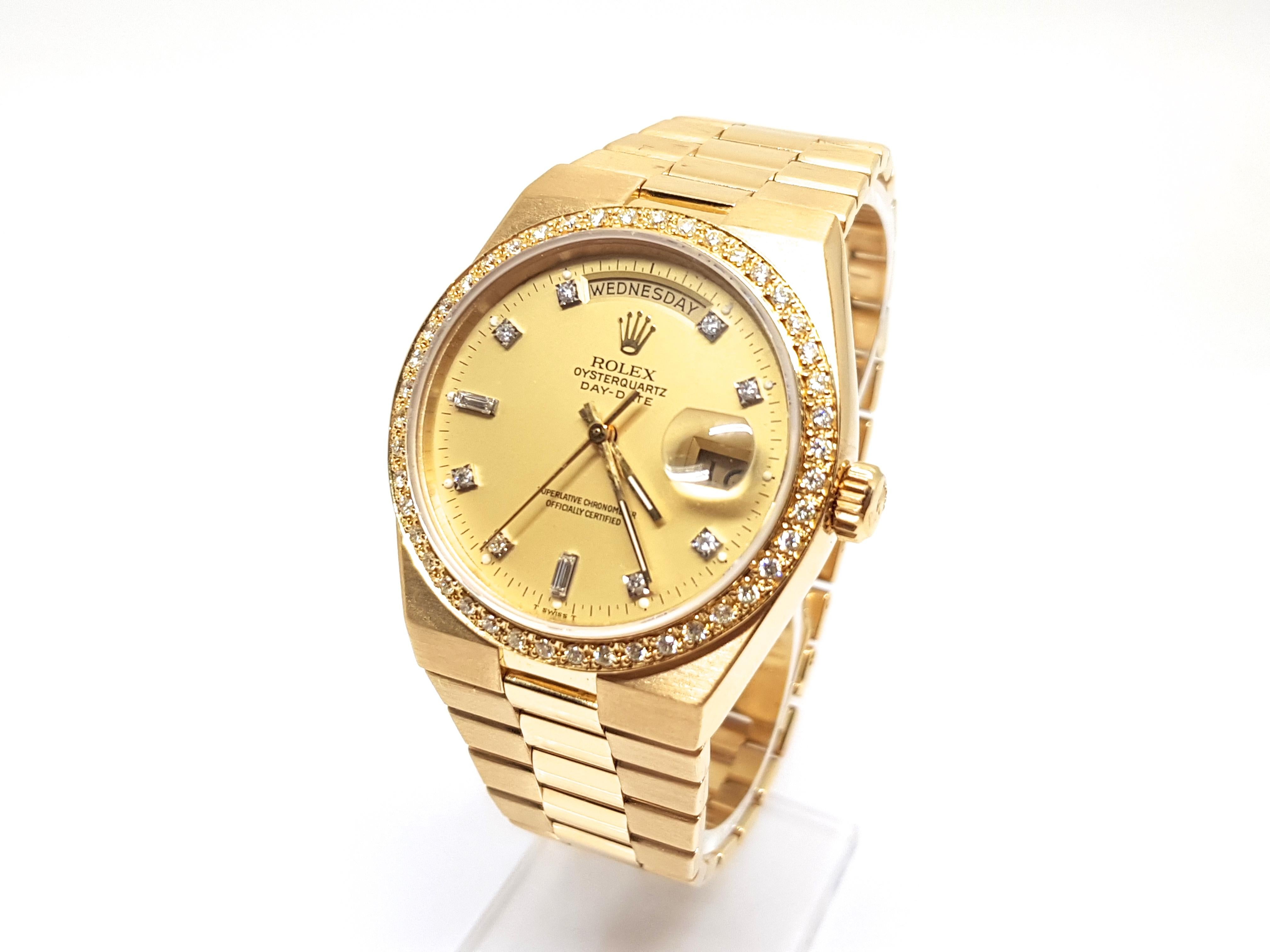 Rolex Men’s Oysterquartz Yellow Gold Diamond Bezel Dial 4
