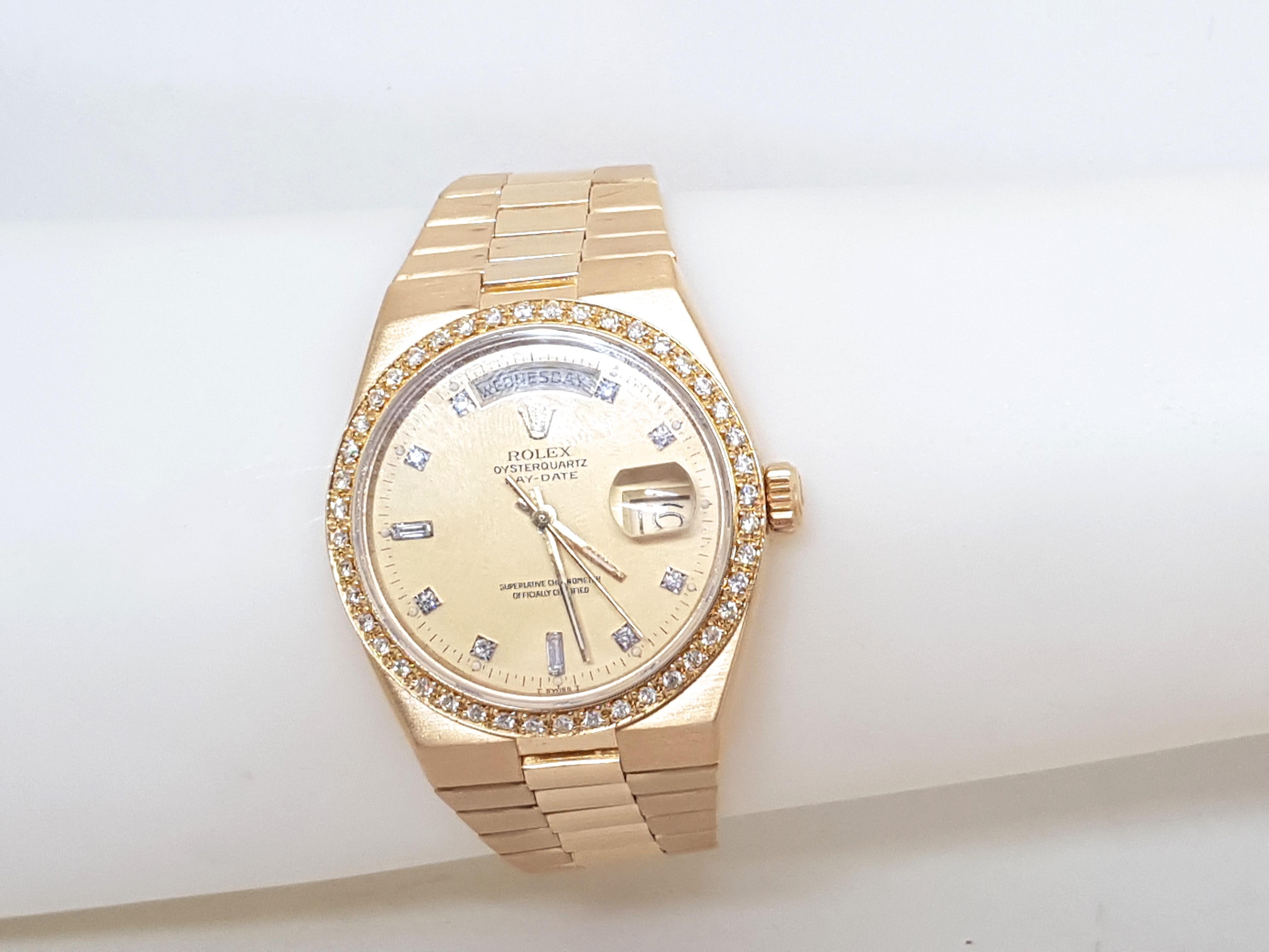 Rolex Men’s Oysterquartz Yellow Gold Diamond Bezel Dial 11