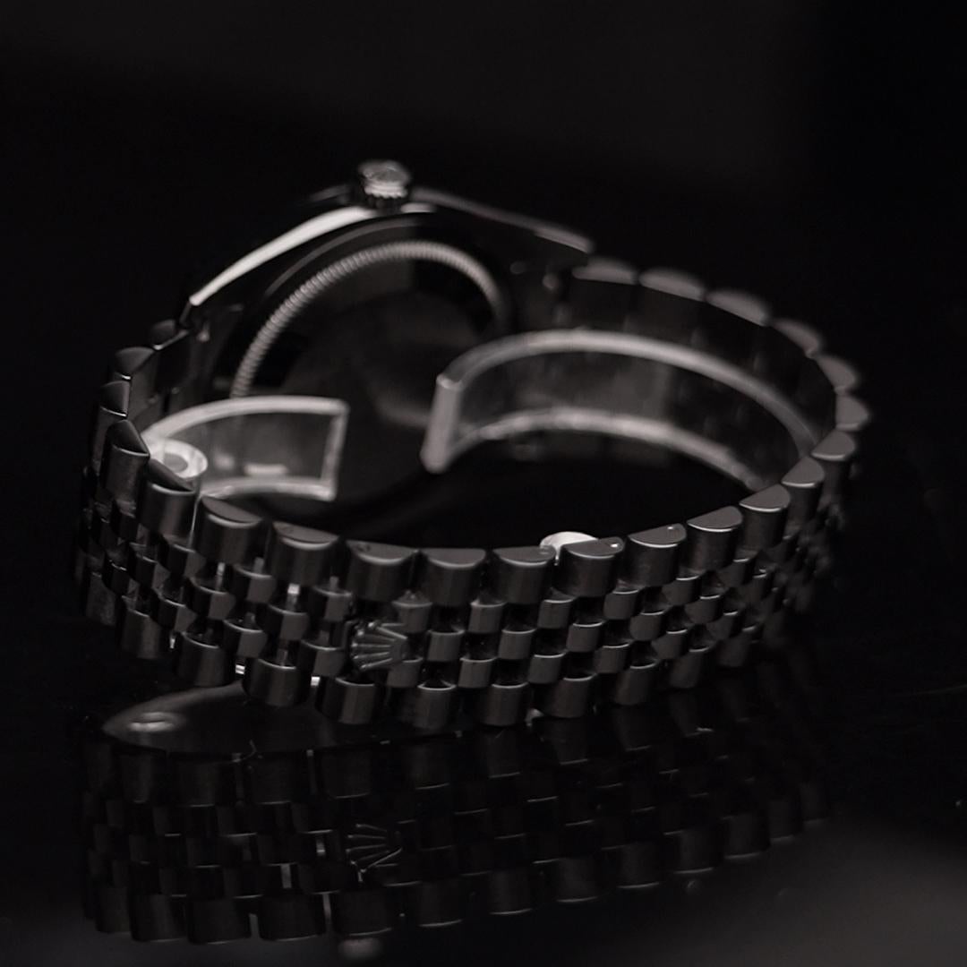 Rolex Herren PVD Datejust Uhr mit geriffelter Lünette und schwarzem römischem Diamant-Zifferblatt 1