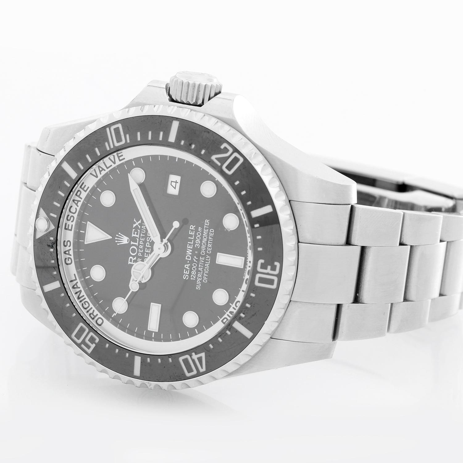 Rolex Men's Sea Dweller Deepsea (Deep Sea) Men's Watch 116660 - Automatic winding, 31 jewels, sapphire crystal, waterproof to 12,800 feet. Stainless steel case with Ringlock System, rotatable black ceramic bezel, gas escape valve, titanium back