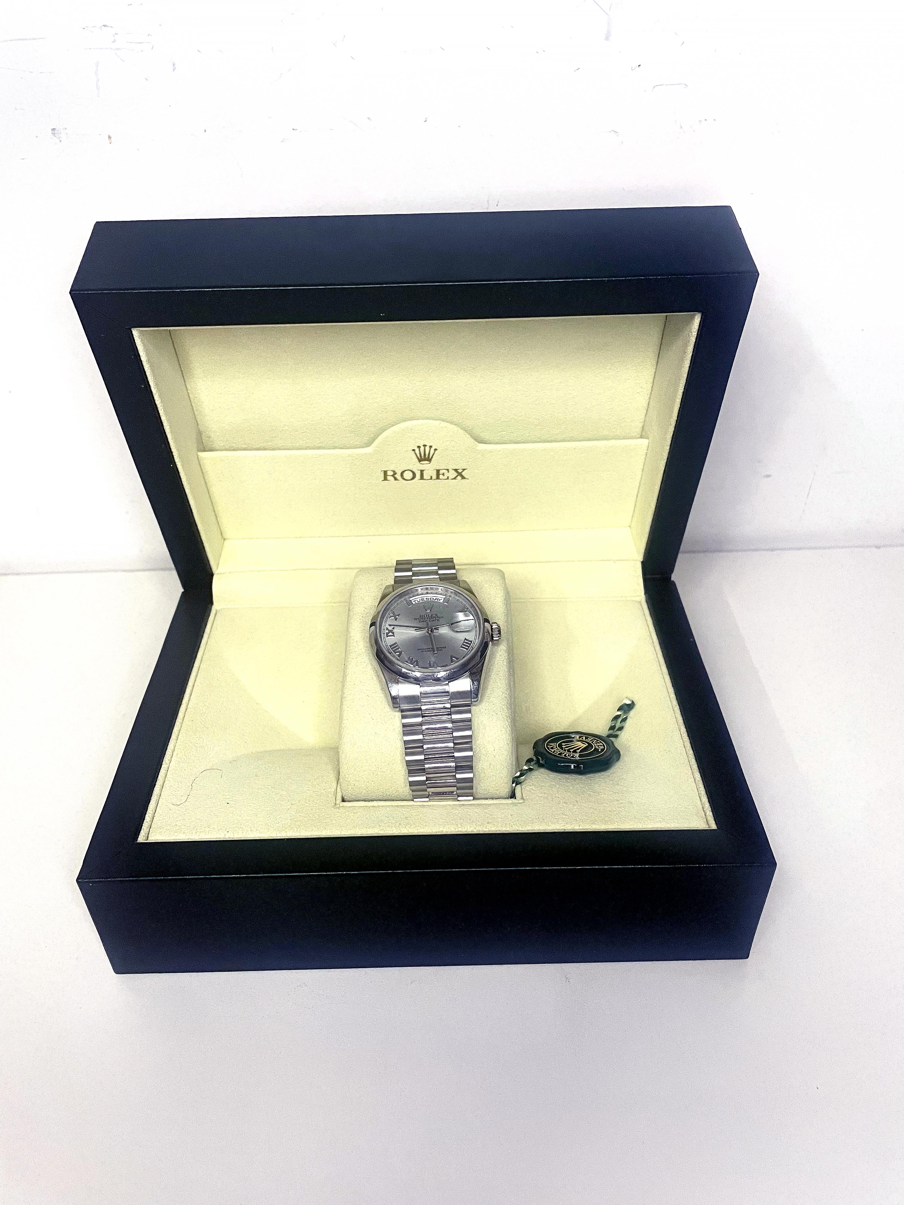 Rolex Herren Solid Platin Day-Date President Platin & Blau im Angebot 3